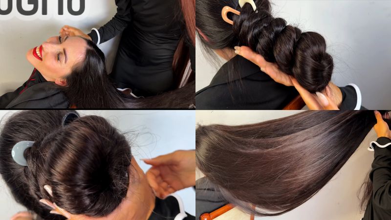 Mila and Aliya Hair play Buns Smell 15 minutes 