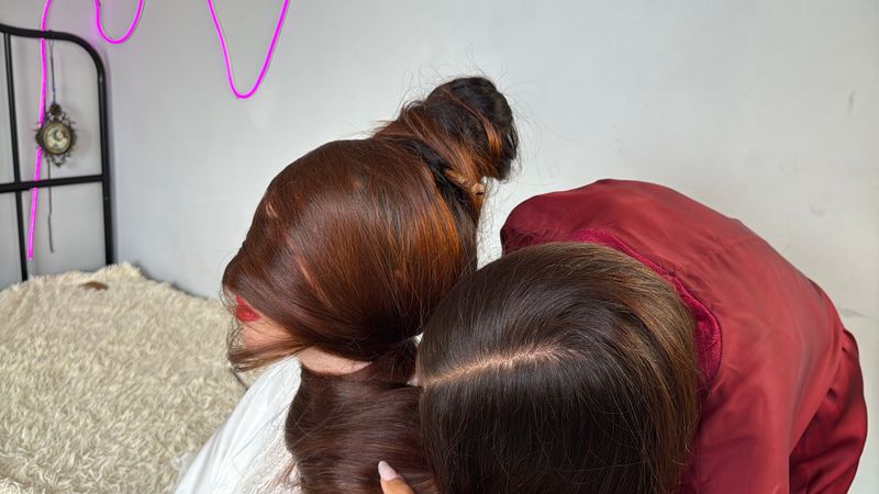 Sensual video &quot;Two Rapunzel Buns&quot; Hair wrapping 16 minutes 