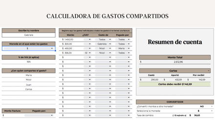 Calculadora de facturas compartidas