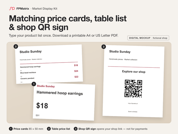 Market Display Kit - Matching Signs for Handmade Shops