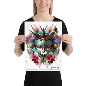 Sacred Mask Poster – Surreal Tribal Floral Art Print