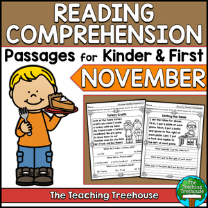 November Reading Comprehension Passages for Kindergarten and First Grade