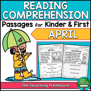 April Reading Comprehension Passages for Kindergarten and First Grade