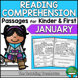 January Reading Comprehension Passages for Kindergarten and First Grade