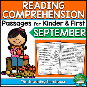 September Reading Comprehension Passages for Kindergarten and First Grade