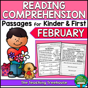 February Reading Comprehension Passages for Kindergarten and First Grade