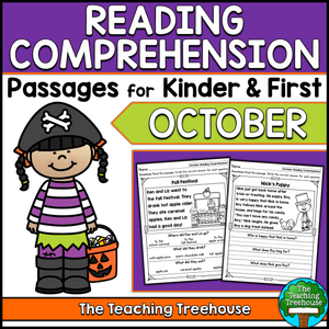 October Reading Comprehension Passages for Kindergarten and First Grade