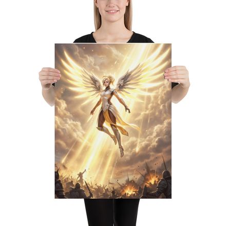 “Mercy: Angel of the Dawn – Valkyrie Light in Battle”