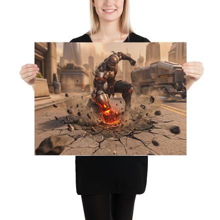 Doomfist&#x27;s Concrete Cataclysm: AI Art Print