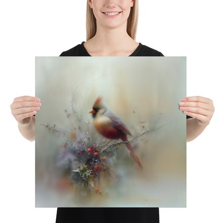 Winter&#x27;s Grace: Soft Focus Cardinal