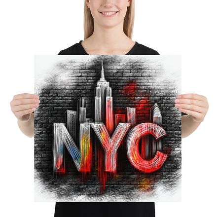 NYC Graffiti Vibe: Neon Sketch Skyline by Pureaiart