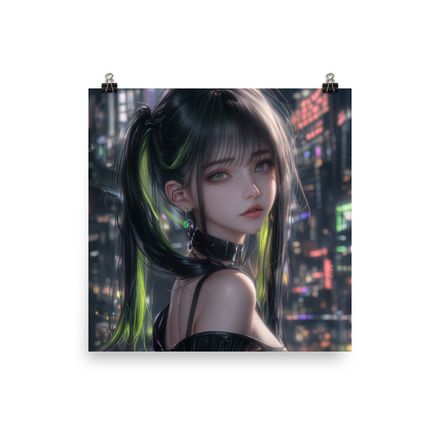 Neon Whisper: Cyberscape Portrait of Subject Nova