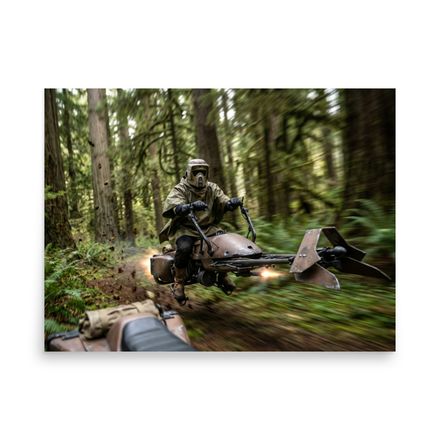 “Endor Speeder Bike Pursuit – Rebel Scout at Full Throttle”