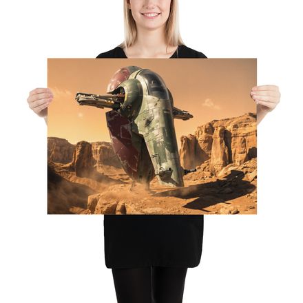 “Slave I Touchdown – Boba Fett’s Desert Hunt Begins”