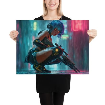 Cyberpunk Infiltrator: Rain and Neon Stare