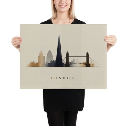 Minimalist London Skyline: Shard and Bridge