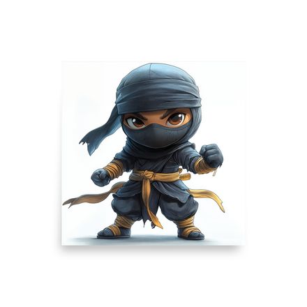 The Fierce Little Ninja: Detailed AI Art Print