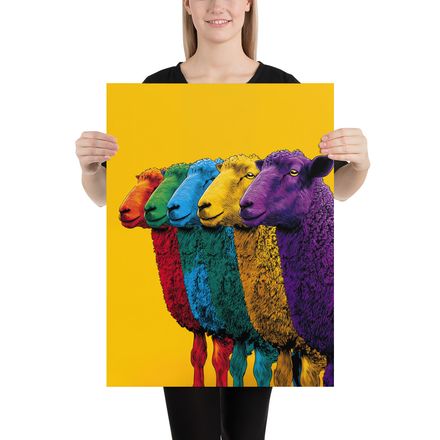 Rainbow Sheep Parade by Pureaiart