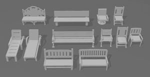 Miniaturas - The Sims - Asientos Exteriores