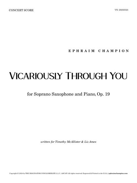 Vicariously Through You (for Soprano Saxophone and Piano)