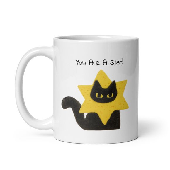 You Are A Star - Black Kitty Cat - Novelty Mug 