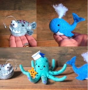 Sea Creatures - Nautical - 3 in 1 Needle Felting Pattern PDF Octopus - Fish - Whale