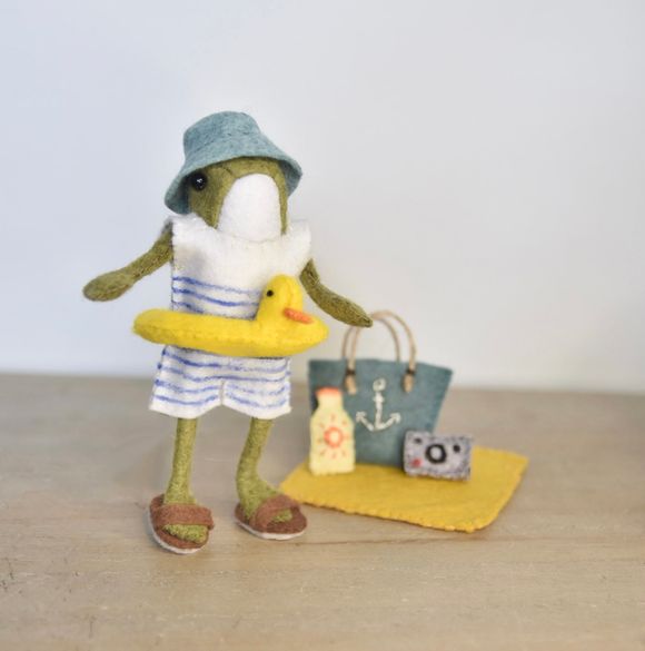 Seaside Swimming Outfit For Beanz The Frog Doll - Sewing Pattern PDF Tutorial - The Wishing Shed