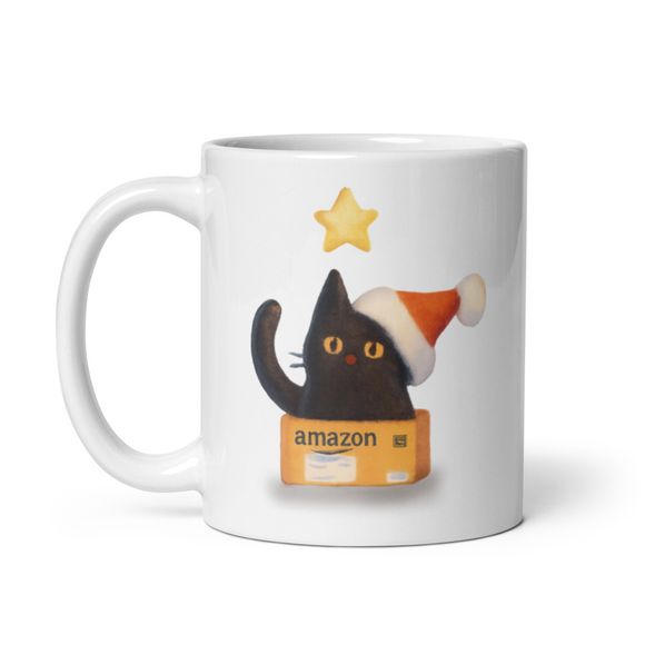 Amazon Kitty Cat With Santa Hat - Novelty Mug 