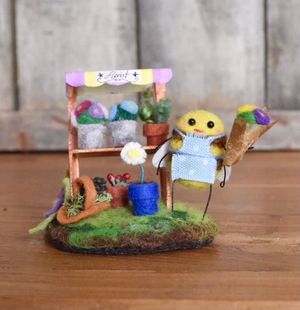 Ready Made Felted Busy Bee Ornament - Florist - Dollhouse Miniature