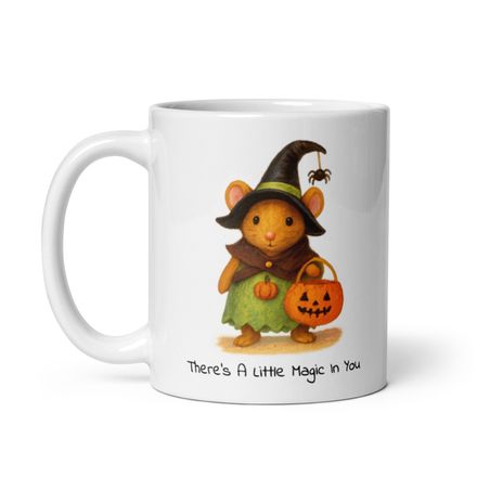 Titch The Witchy Mouse With Pumpkin Pale - Novelty Mug 