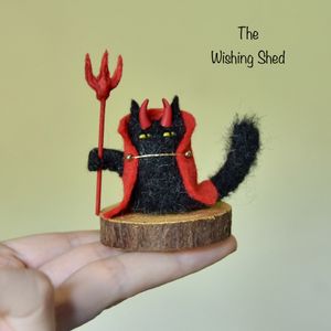 Hand stitched Black Naughty Cat in Devil costume 