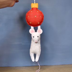 Mouse On Bauble - Christmas Tree Mice Felt Sewing Pattern - The Wishing Shed  - Christmas ornament
