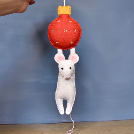 Wizard Mouse On Broomstick - Felt Sewing Pattern - The Wishing Shed  - Christmas ornament