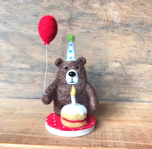 Birthday Bear - Needle Felting Pattern PDF Tutorial - DIY Halloween Decoration - The Wishing Shed