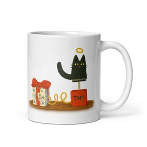 A Surprise For Dog - Naught Cat With Explosive Gift - Novelty Mug 