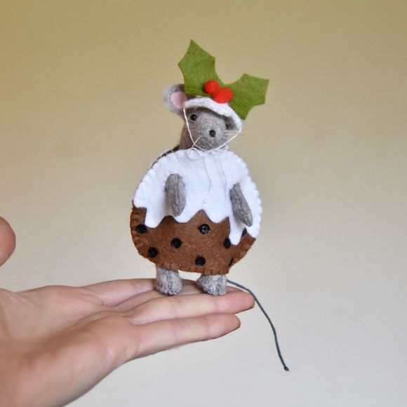 Christmas Pudding Costume Outfit For Titch the Mouse Doll - and Beanz the frog