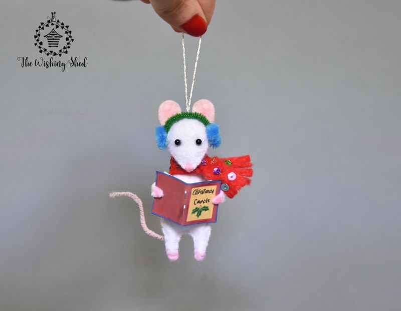Carol Singing Mouse - Felt Sewing Pattern - Christmas Ornament - The Wishing Shed 