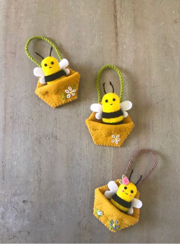 Bee In Honeycomb  Bed - Hanging Ornament - Sewing Pattern PDF Tutorial - The Wishing Shed