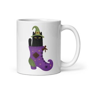 Naughty Witchy Cat In Witches Shoe  - Novelty Mug 