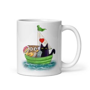 The Owl &amp; The Naughty Pussycat - White Ceramic Glossy Mug