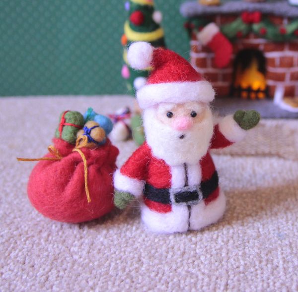 Santa &amp; Toy Sack Ornament - Needle Felting Pattern PDF Tutorial - The Wishing Shed