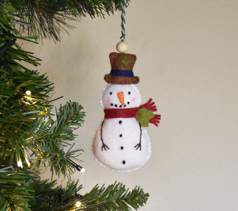 Snowman Felt Bauble Ornaments  - Sewing Pattern - Tutorial 