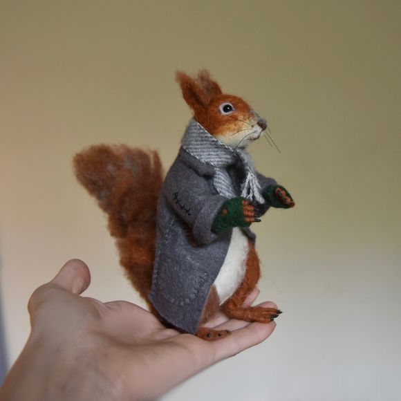 Life-like Needle Felted poseable Red Squirrel 