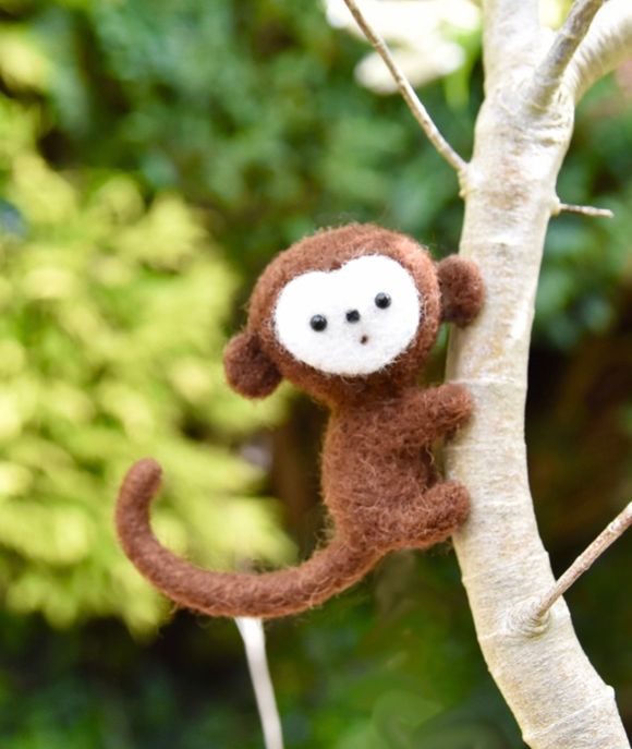 Miniature Monkey With Banana - Easy Needle Felting Pattern PDF - Tutorial  