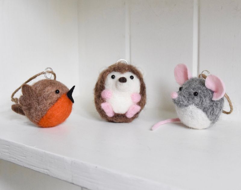 Animal Baubles Mouse - Robin - Hedgehog - Christmas - 3 in 1 - Needle Felting Pattern PDF 