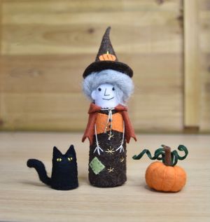 Pumpkin Witch Doll &amp; Cinders The Cat - Easy Halloween Sewing Pattern PDF - Tutorial 