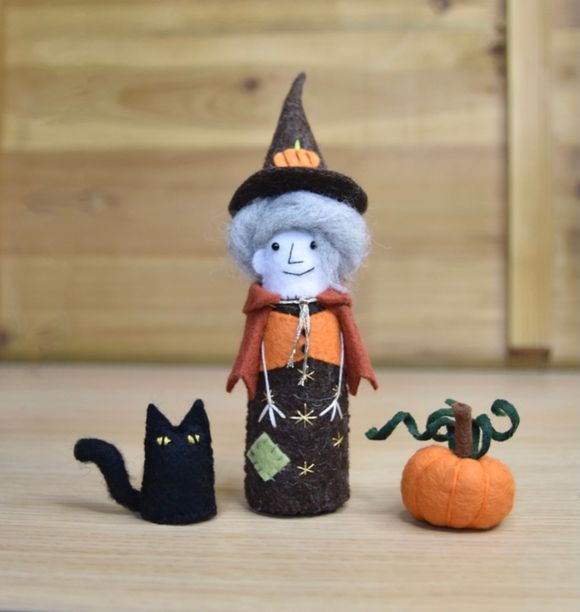 Pumpkin Witch Doll &amp; Cinders The Cat - Easy Halloween Sewing Pattern PDF - Tutorial 