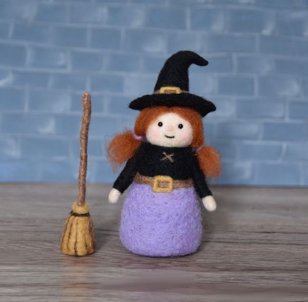 Witch With Broom - Halloween Needle Felting Pattern PDF - Tutorial  