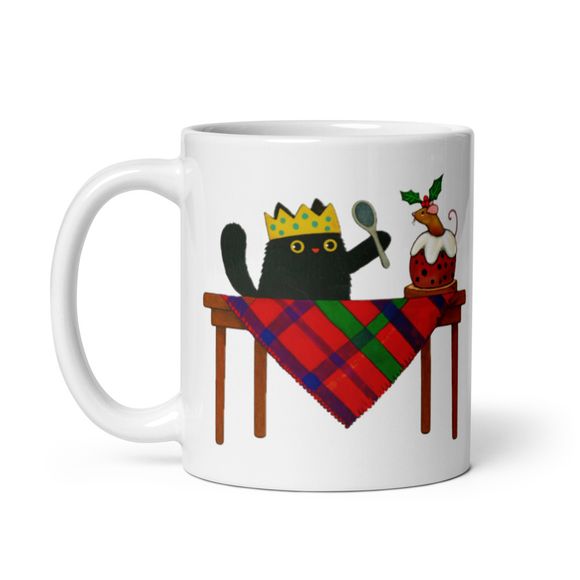 Christmouse Pudding!  - Naughty Black Kitty With Mouse Friend - Novelty Mug 