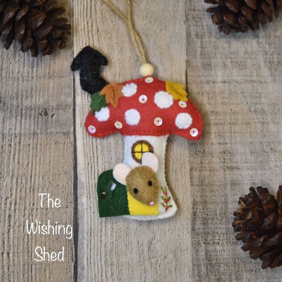 Mouse House Mushroom Bauble Ornaments  - Sewing Pattern - Tutorial 